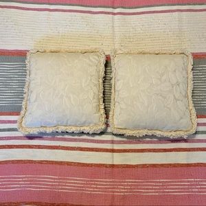 Custom Ivory Fringe Throw Pillows (2)